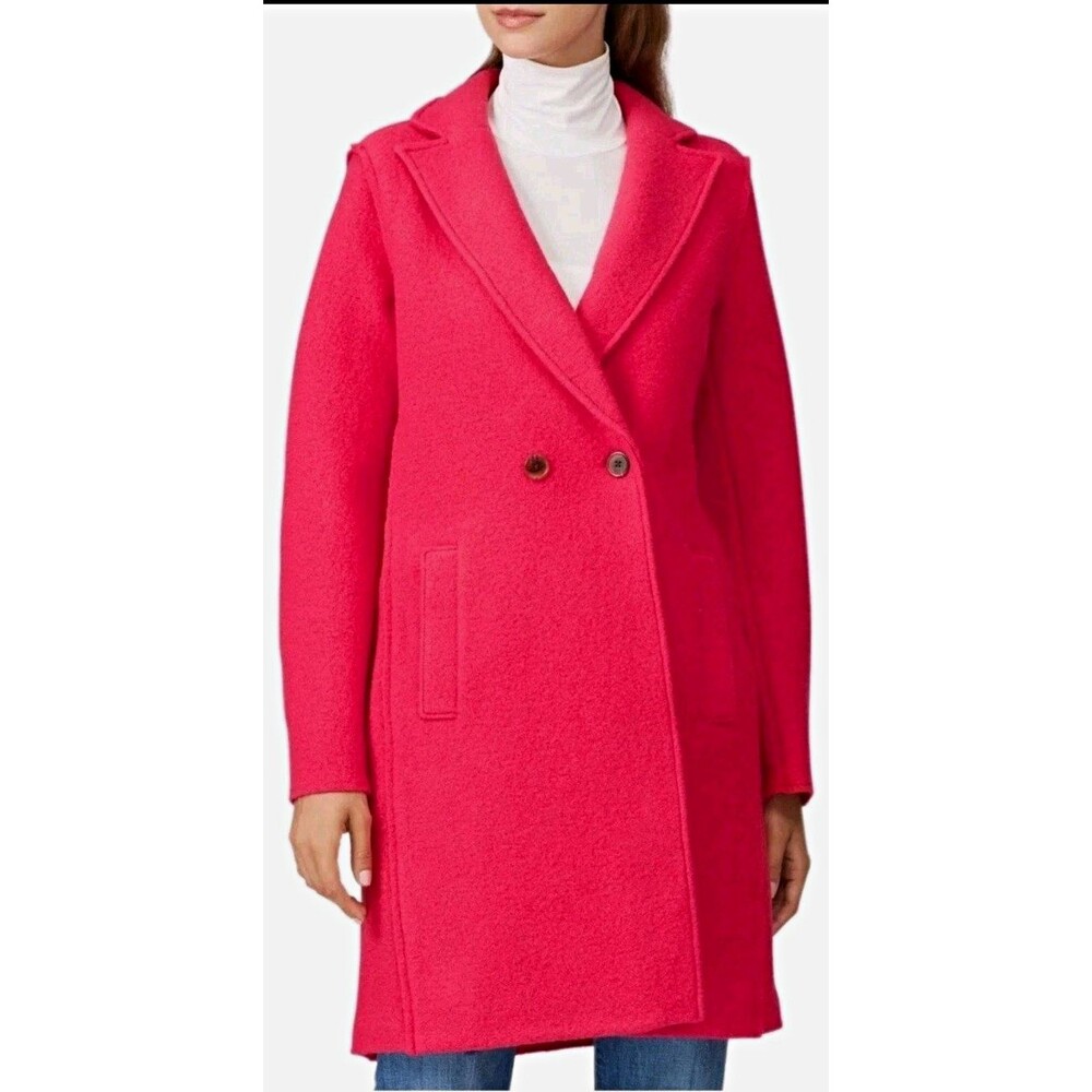 J.Crew Italian Boiled Wool Pink Double-Breasted Mid-Length Overcoat 2P Peacoat